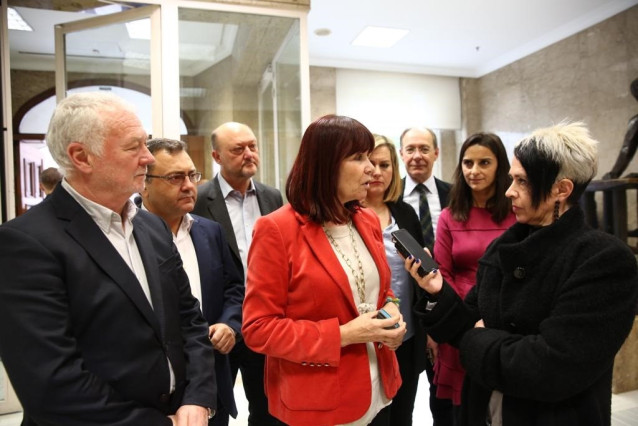 Micaela Navarro (PSOE) atiende a los medios en el Congreso de los Diputados