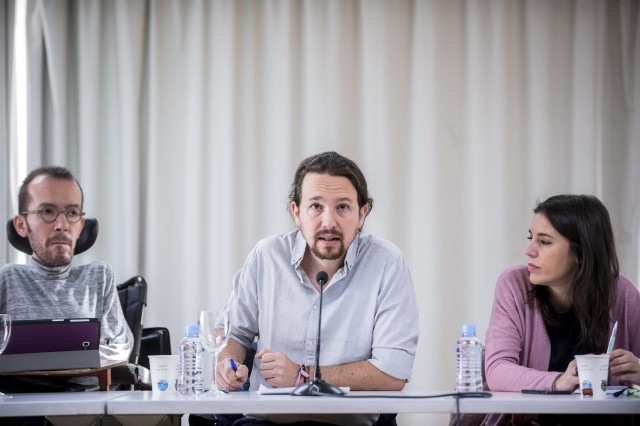 Pablo Iglesias,  Irene Montero y Pablo Echenique en el Consejo de Podemos
