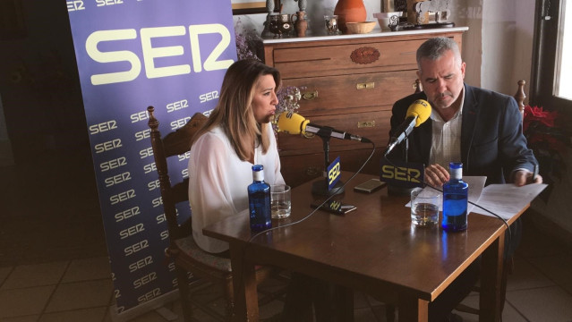 Susana Díaz, durante la entrevista con la Ser