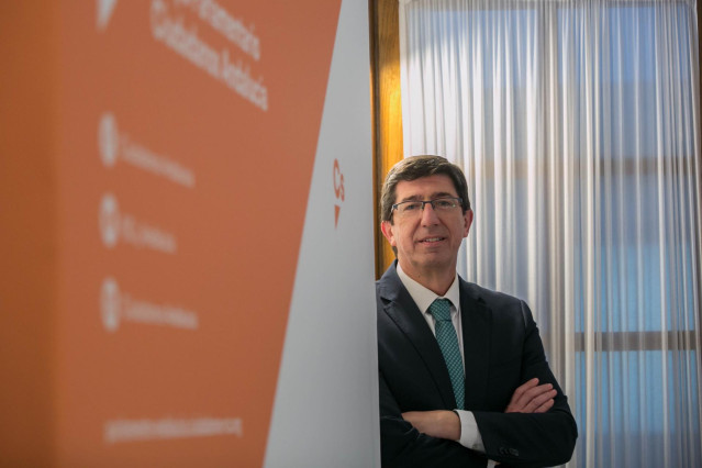 El líder andaluz de Cs, Juan Marín, durante la entrevista con Europa Press