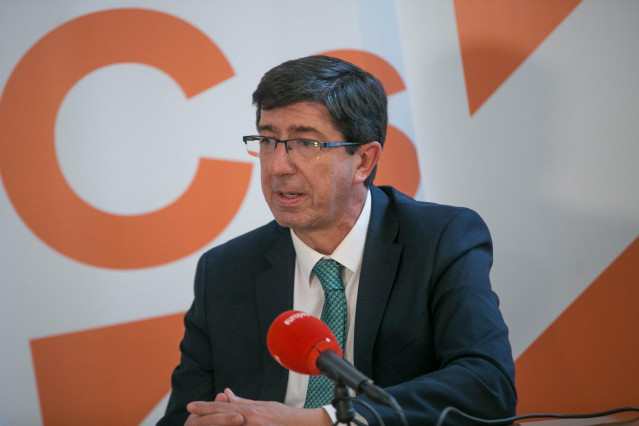 Juan Marín, líder de Cs en Andalucía, durante la entrevista con Europa Press