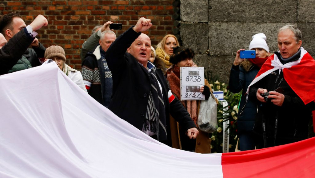 Escrache extrema derecha polaca en Auschwitz