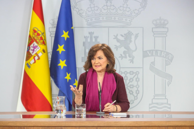 Comparecencia de la vicepresidenta del Gobierno, Carmen Calvo, para explicar la