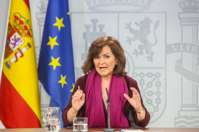 Comparecencia de la vicepresidenta del Gobierno, Carmen Calvo, para explicar la