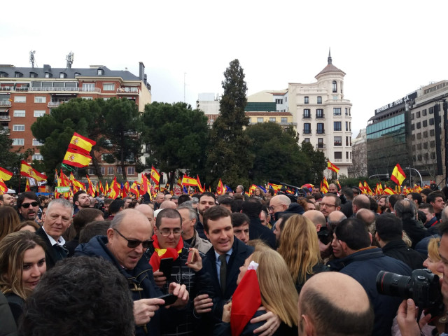Concentración en la Plaza de Colón (Madrid) bajo el lema 'Por una España unida'