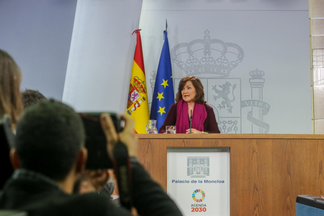 Comparecencia de la vicepresidenta del Gobierno, Carmen Calvo, para explicar la
