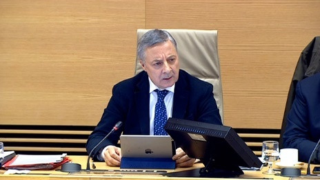 El exministro de Fomento, José Blanco, durante la comisión de investigación del