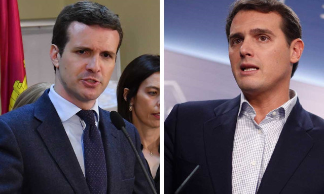 Montaje fotográfico de Pablo Casado y Albert Rivera