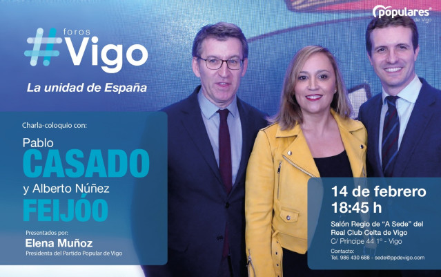 Núñez Feijóo y Pablo Casado hablarán en Vigo sobre la 