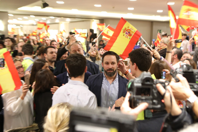 El presidente de Vox, Santiago Abascal, visita Pamplona