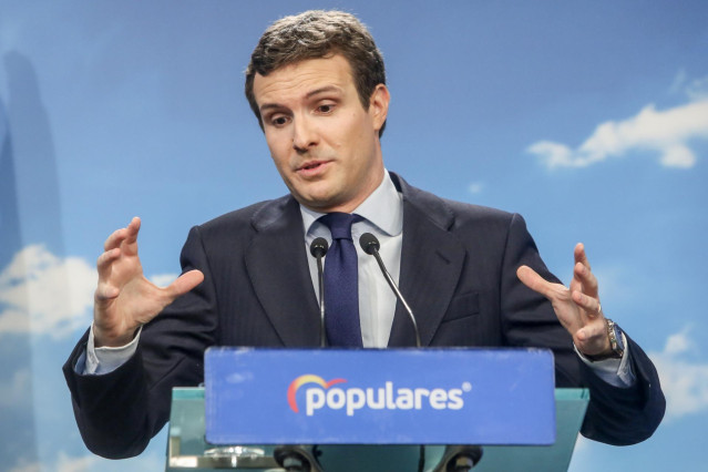 Declaraciones del líder del PP, Pablo Casado, tras la convocatoria del Gobierno