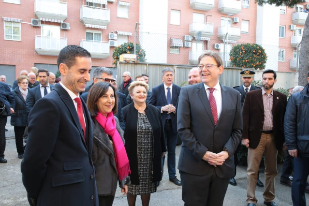 Ximo Puig en Mislata con Margarita Robles y el alcalde Carlos Fernández