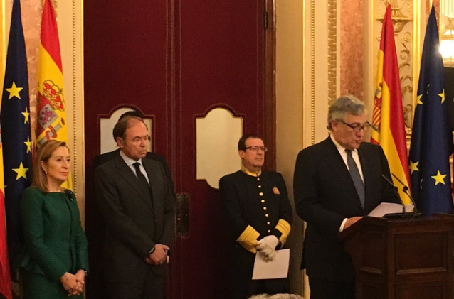 El presidente del Parlamento Europeo, Antonio Tajani, en el Congreso