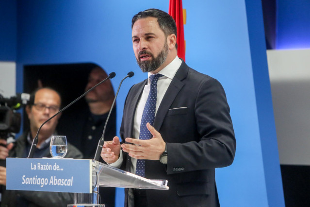 El presidente de Vox, Santiago Abascal, protagoniza un acto organizado por el d