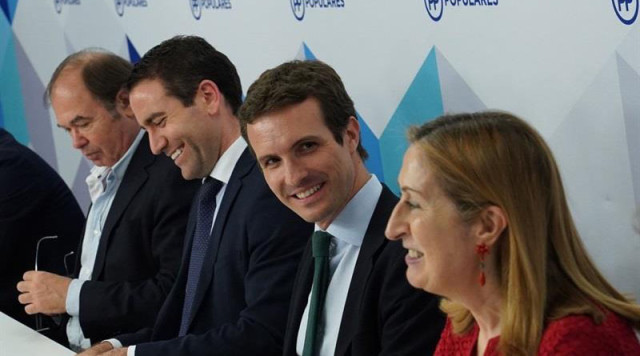 El presidente del PP Pablo Casado reúne a los parlamentarios de su partido