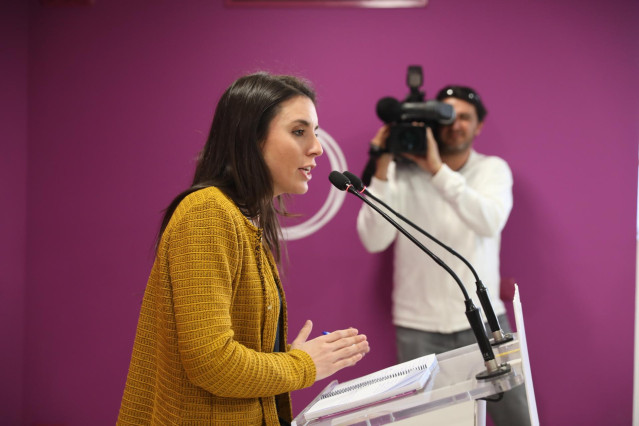 Declaraciones de la portavoz de Unidos Podemos en el Congreso, Irene Montero, tr