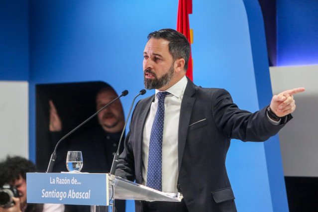El presidente de Vox, Santiago Abascal, protagoniza un acto organizado por el d