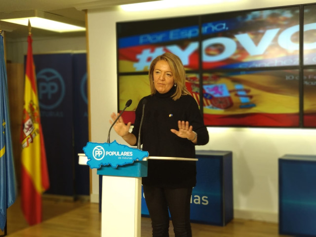 La candidata del PP a la Presidencia del Principado, Teresa Mallada, en rueda de