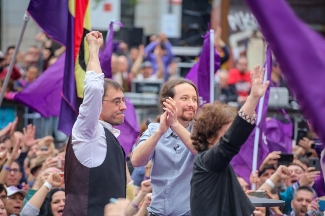 El secretario general de Podemos, Pablo Iglesias, protagoniza el acto de precamp