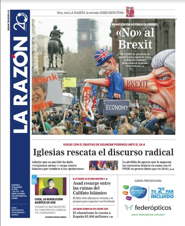Primeras páginas de los diarios llegados esta noche a nuestra redacción