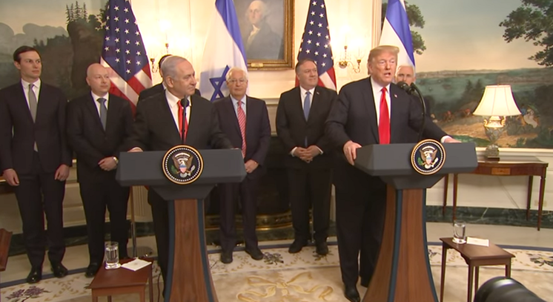 u200bTrump reconoce la soberanu00eda de Israel sobre los Altos del Golu00e1n