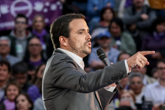 El secretario general de Podemos, Pablo Iglesias, protagoniza el acto de precamp