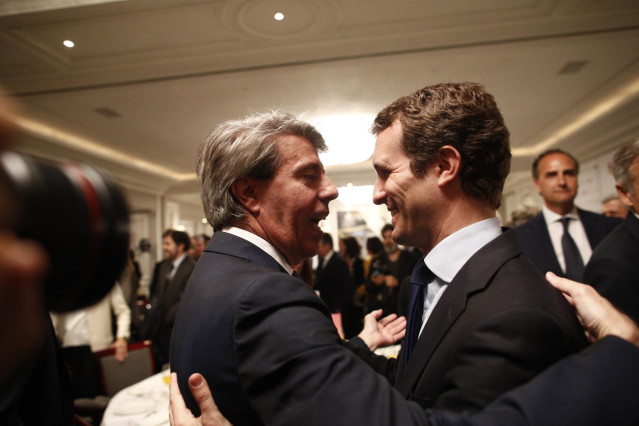 El presidente del PP, Pablo Casado, protagoniza un Desayuno Informativo de Europ
