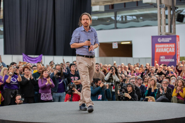 Acto 'Guanyem per Avançar' con el secretario general de Podemos, Pablo Iglesias
