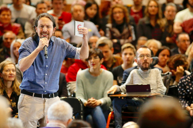 En Zaragoza, el candidato de Unidas Podemos, Pablo Iglesias, presenta sus medida