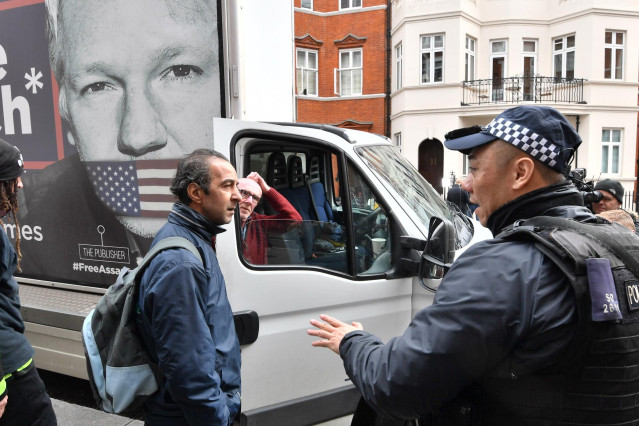 Supporters of Julian Assange protest in London