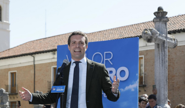 Mitin de campaña del Partido Popular en la Plaza de San Pablo, Valladolid.
