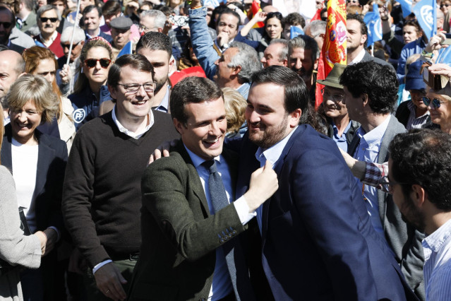 Mitin de campaña del Partido Popular en la Plaza de San Pablo, Valladolid.