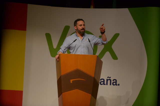 El presidente de Vox, Santiago Abascal, participa en un acto público en Bilbao
