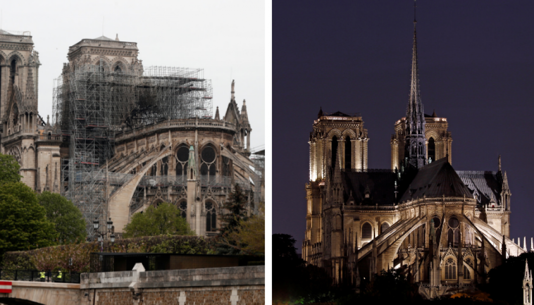 Notre Dame antes y después del incedio