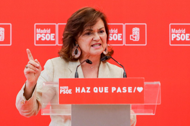 Acto del PSOE en Arganda del Rey (Madrid) con la participación de la vicepresidenta del Gobierno, Carmen Calvo