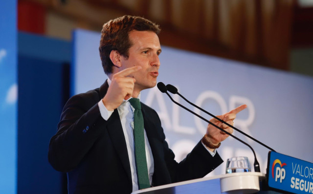 El candidato del PP a la Presidencia del Gobierno, Pablo Casado, participa en un acto público en Málaga