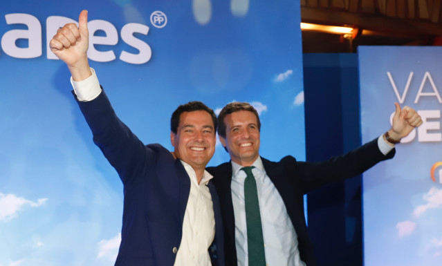 El candidato del PP a la Presidencia del Gobierno, Pablo Casado, participa en un acto público en Málaga