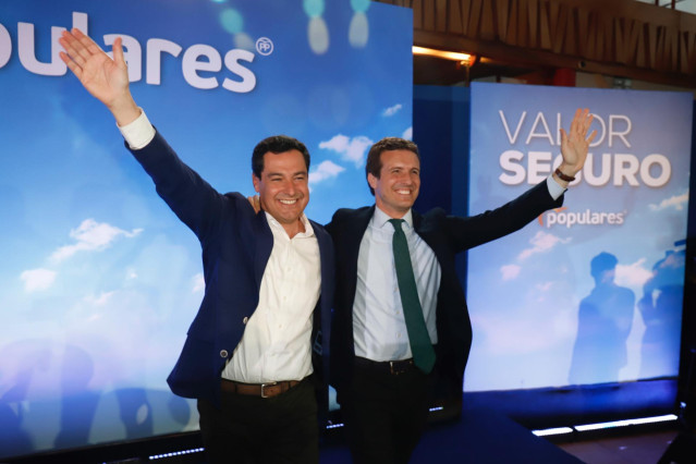 El candidato del PP a la Presidencia del Gobierno, Pablo Casado, participa en un acto público en Málaga