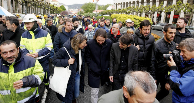 Pablo Iglesias participa en una manifestación en Ferrol (A Coruña) en apoyo a los trabajadores de Navantia