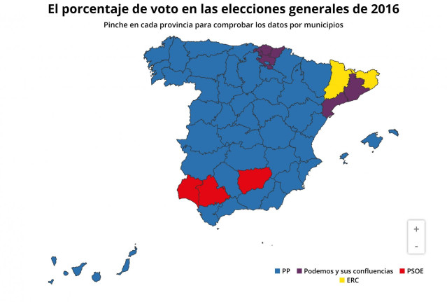 EpData.- Los resultados electorales de 2016 al Congreso, en mapas y gráficos