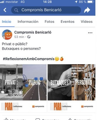 28A.- El PP Denuncia A Compromís Por Difundir En Redes Sociales Mensajes Electoralistas El Día De Reflexión