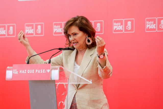 Acto del PSOE en Arganda del Rey (Madrid) con la participación de la vicepresidenta del Gobierno, Carmen Calvo