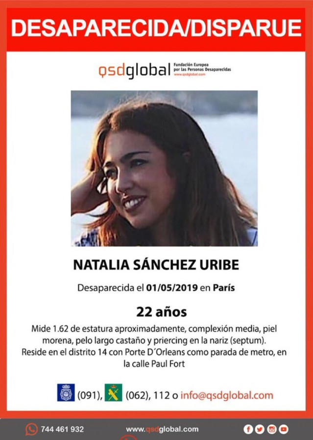 Granada.- Sucesos.- Buscan a una estudiante granadina desaparecida en París