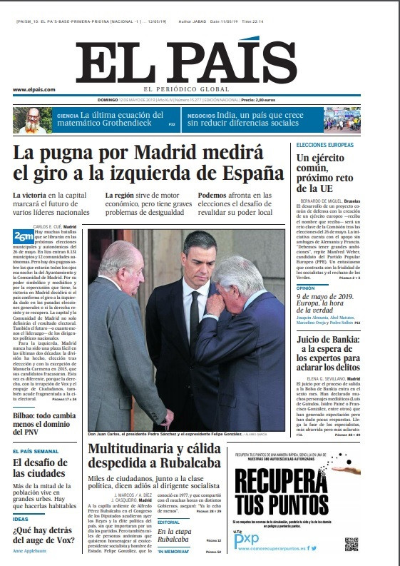 Primeras páginas de los diarios llegados esta noche a nuestra redacción