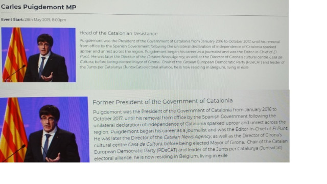 El club de debates de Oxford deja de llamar a Puigdemont 