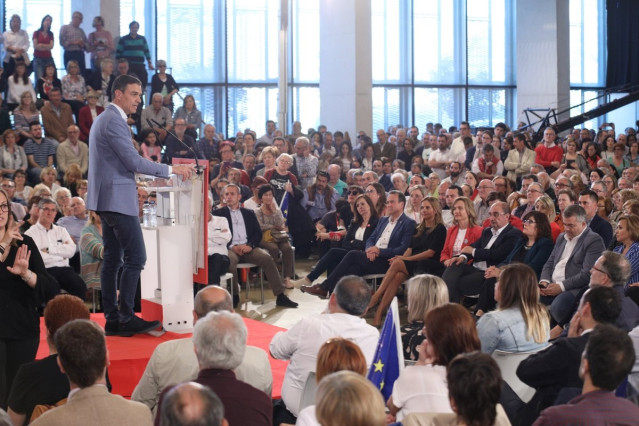 Pedro Sánchez, en un mitin en Zaragoza