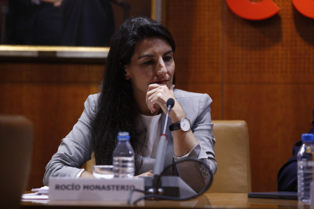 La candidata de VOX a la Presidencia de la Comunidad de Madrid, Rocío Monasterio, se reúne con el presidente de la patronal madrileña CEIM, Juan Pablo Lázaro