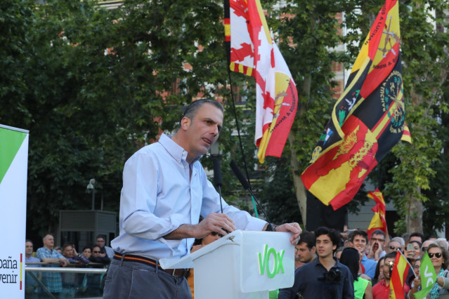 Cierre de campaña electoral de Vox en la Plaza de la Villa de París, en Madrid