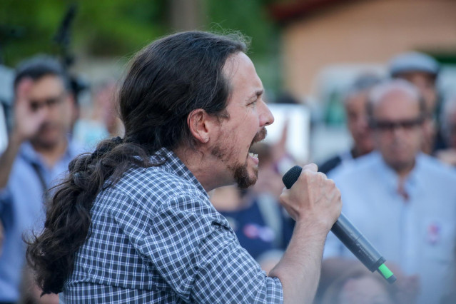 Acto de campaña de Podemos en la Plaza del 2 de Mayo en Madrid