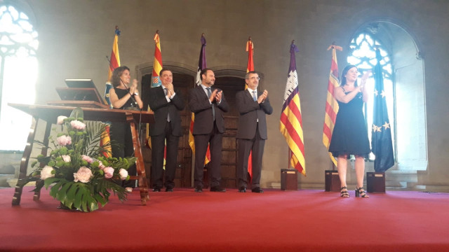 La socialista Francina Armengol durante su discurso en la toma de posesión como presidenta del Govern